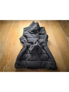 Spanx Black Quilted Sleeveless Vest with Belt Cozy Chic Medium